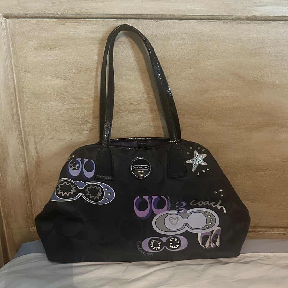 Coach Black and Lavender Shoulder Bag